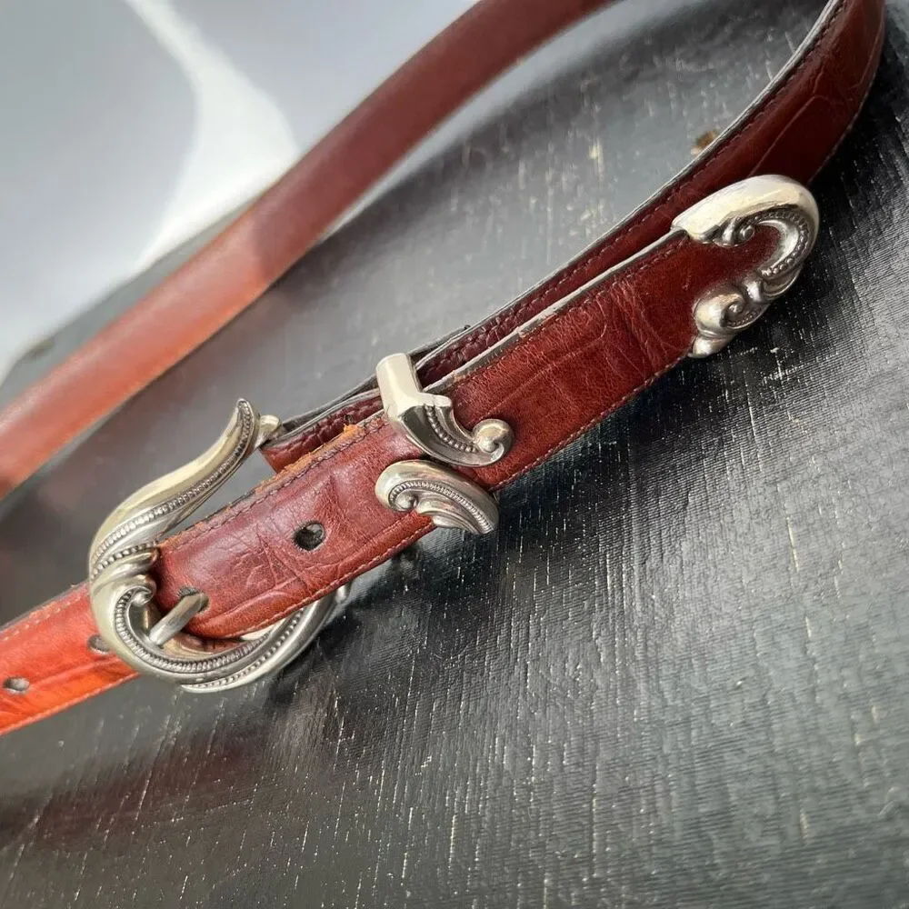 Vintage Croc Embossed Leather Belt 32.5–37